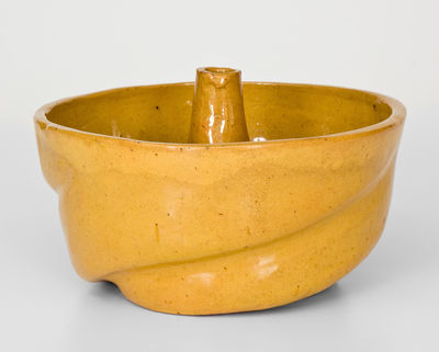 JOHN BELL / WAYNESBORO Glazed Redware Cake Mold w/ Yellow Coloration