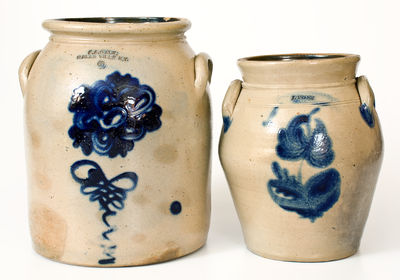 Two Cobalt-Decorated New York State Stoneware Jars