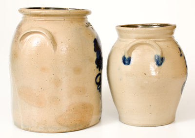 Two Cobalt-Decorated New York State Stoneware Jars