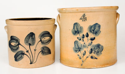 Two Cobalt-Decorated Northeastern U.S. Stoneware Crocks