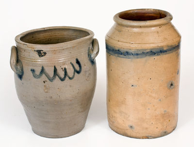 Two Stoneware Jars w/ Coggled Designs, New Jersey / Pennsylvania