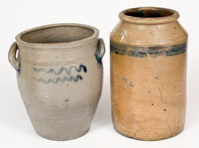 Two Stoneware Jars w/ Coggled Designs, New Jersey / Pennsylvania