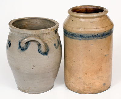 Two Stoneware Jars w/ Coggled Designs, New Jersey / Pennsylvania