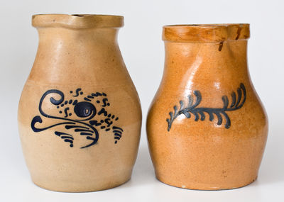 Two Cobalt-Decorated Stoneware Pitchers (Northeastern United States)