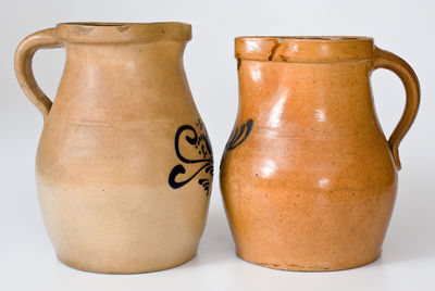 Two Cobalt-Decorated Stoneware Pitchers (Northeastern United States)