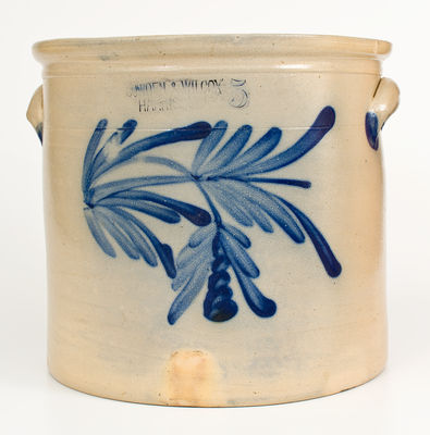 Five-Gallon COWDEN & WILCOX / HARRISBURG, PA Stoneware Crock w/ Floral Decoration