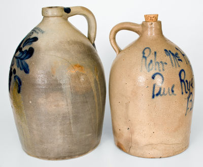 Two Cobalt-Decorated Pennsylvania Stoneware Jugs, second half 19th century