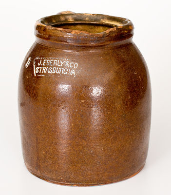 J. EBERLY & CO / STRASBURG, Virginia Redware Bean Pot