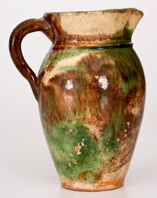 Rare S. BELL & SON / STRASBURG, Virginia Multi-Glazed Redware Cream Pitcher (Shenandoah Valley)