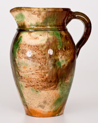 Rare S. BELL & SON / STRASBURG, Virginia Multi-Glazed Redware Cream Pitcher (Shenandoah Valley)