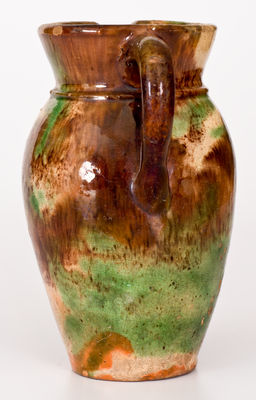 Rare S. BELL & SON / STRASBURG, Virginia Multi-Glazed Redware Cream Pitcher (Shenandoah Valley)