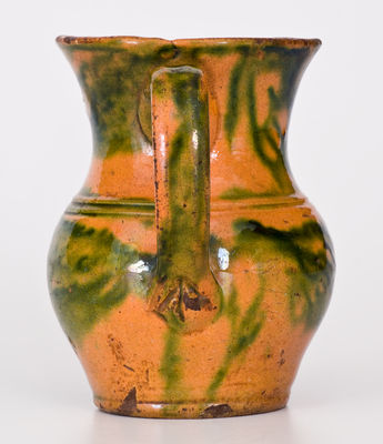 Extremely Rare Great Road (Virginia or Tennessee) Redware Cream Pitcher w/ Bold Copper Decoration