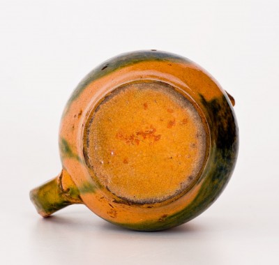 Extremely Rare Great Road (Virginia or Tennessee) Redware Cream Pitcher w/ Bold Copper Decoration