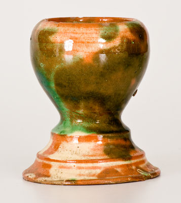 Shenandoah Valley Multi-Glazed Redware Egg Cup, Strasburg, Virginia, circa 1890