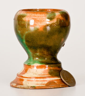 Shenandoah Valley Multi-Glazed Redware Egg Cup, Strasburg, Virginia, circa 1890