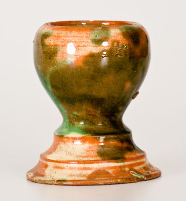 Shenandoah Valley Multi-Glazed Redware Egg Cup, Strasburg, Virginia, circa 1890