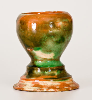 Shenandoah Valley Multi-Glazed Redware Egg Cup, Strasburg, Virginia, circa 1890