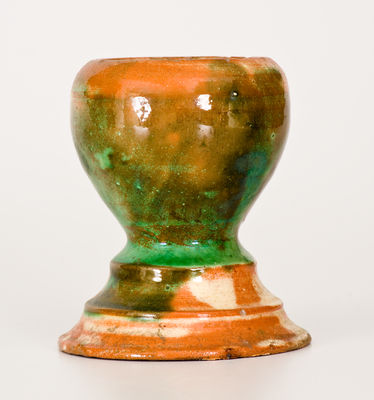 Shenandoah Valley Multi-Glazed Redware Egg Cup, Strasburg, Virginia, circa 1890