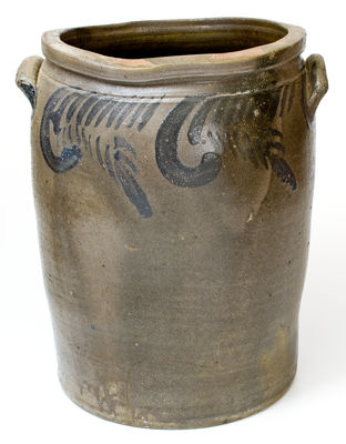 Six-Gallon S. BELL & SON / STRASBURG, VA Stoneware Jar w/ Cobalt Floral Decoration