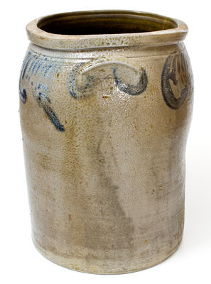 Six-Gallon S. BELL & SON / STRASBURG, VA Stoneware Jar w/ Cobalt Floral Decoration