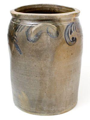 Six-Gallon S. BELL & SON / STRASBURG, VA Stoneware Jar w/ Cobalt Floral Decoration