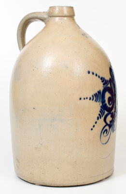 4 Gal. FORT EDWARD POTTERY CO. Stoneware Jug w/ Bold Floral Decoration