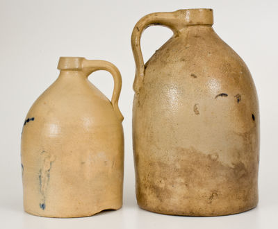 Two WHITES UTICA Cobalt-Decorated Stoneware Jugs