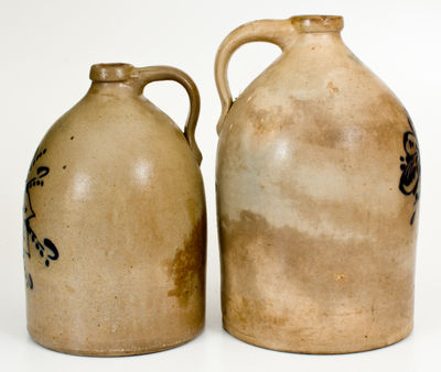 Two Norton Family (Bennington, VT) Cobalt-Decorated Stoneware Jugs