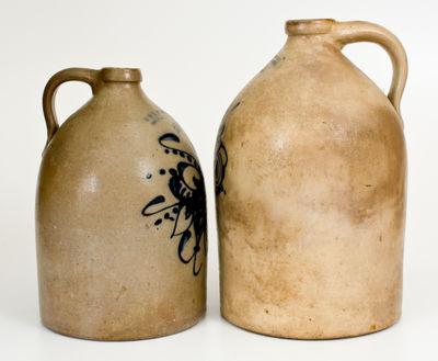 Two Norton Family (Bennington, VT) Cobalt-Decorated Stoneware Jugs