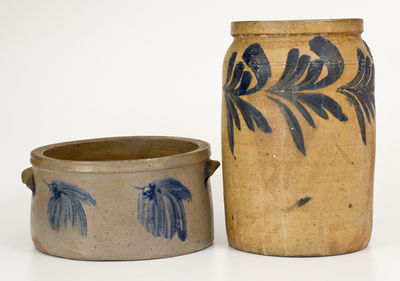 Two Pieces of Cobalt-Decorated Stoneware, Pennsylvania / Maryland