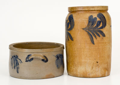 Two Pieces of Cobalt-Decorated Stoneware, Pennsylvania / Maryland