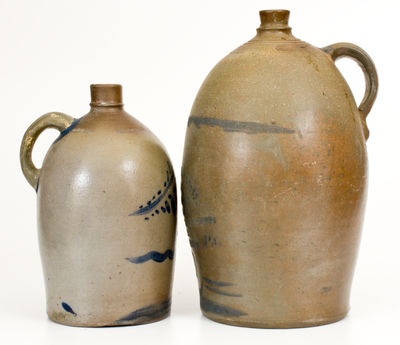 Two Cobalt-Decorated Greensboro, Pennsylvania Stoneware Jugs