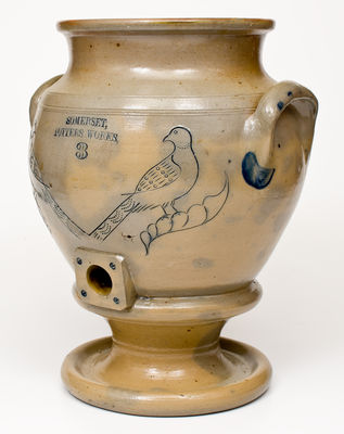 Exceptional SOMERSET POTTERS WORKS Stoneware Pedestal Cooler w/ Impressed Birds Decoration