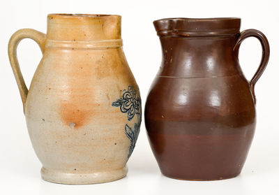 Two Stoneware Pitchers, Northeastern U.S. origin