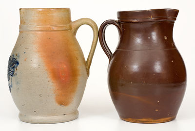 Two Stoneware Pitchers, Northeastern U.S. origin