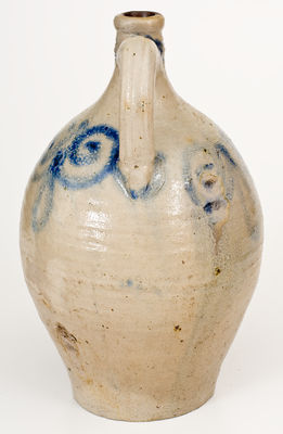 18th Century Stoneware Jug with Cobalt Watch Spring Decoration, probably American