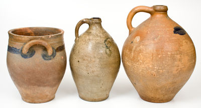 Three Pieces of Cobalt-Decorated Stoneware, NJ origin, 19th century