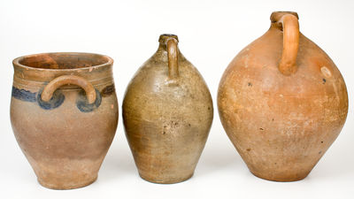 Three Pieces of Cobalt-Decorated Stoneware, NJ origin, 19th century