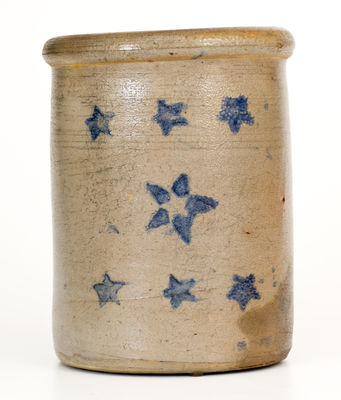 One-Gallon Western PA / West Virginia Stoneware Jar w/ Stenciled Cobalt Star Decoration