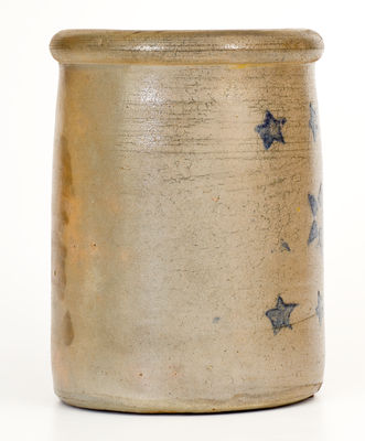 One-Gallon Western PA / West Virginia Stoneware Jar w/ Stenciled Cobalt Star Decoration