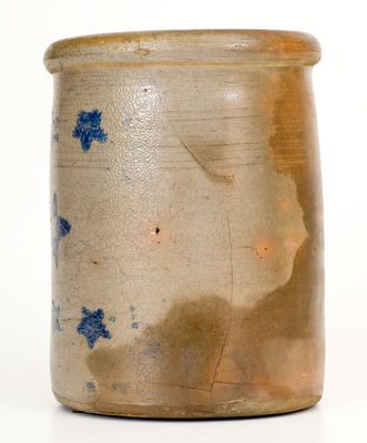 One-Gallon Western PA / West Virginia Stoneware Jar w/ Stenciled Cobalt Star Decoration
