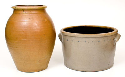 Two Pieces of Cobalt-Decorated Stoneware, Pennsylvania / Ohio