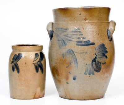 Two Cobalt-Decorated Mid-Atlantic Stoneware Jars, second half 19th century