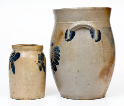 Two Cobalt-Decorated Mid-Atlantic Stoneware Jars, second half 19th century