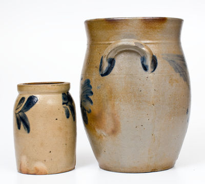 Two Cobalt-Decorated Mid-Atlantic Stoneware Jars, second half 19th century