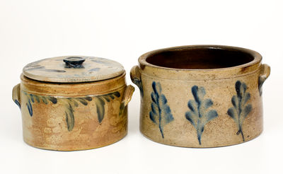 Two Cobalt-Decorated Philadelphia Stoneware Cake Crocks, attrib. Richard C. Remmey, Philadelphia, PA