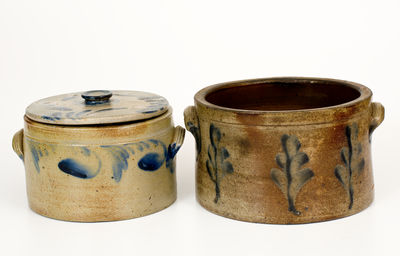 Two Cobalt-Decorated Philadelphia Stoneware Cake Crocks, attrib. Richard C. Remmey, Philadelphia, PA