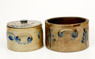 Two Cobalt-Decorated Philadelphia Stoneware Cake Crocks, attrib. Richard C. Remmey, Philadelphia, PA