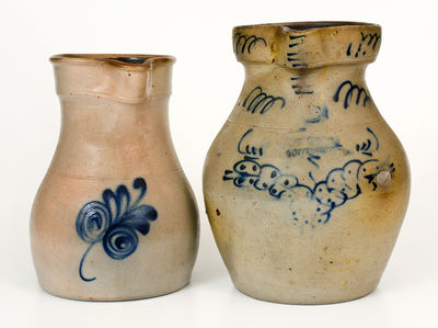 Two Massachusetts Stoneware Pitchers