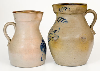 Two Massachusetts Stoneware Pitchers